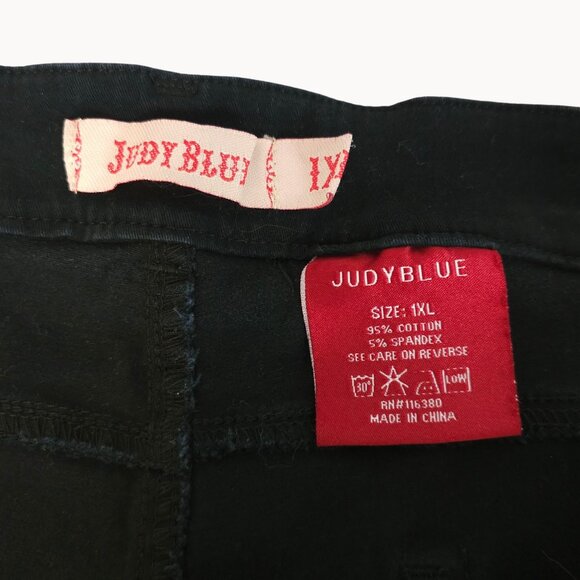 Womens Slim Fit High Waist Plain Solid Black Denim Jeans Goth Emo Judy Blue 1X - Picture 7 of 12